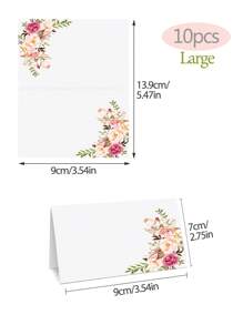 10pcs Place Cards, Floral, Tented Blank Table Place Cards For Weddings, Banquets, Dinner Parties, Scored For Easy Folding - Multicolor - View 7
