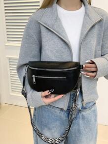 Women's Solid Color PU Leather Waist Bag, Retro Chic Crossbody Bag, Casual Shoulder Bag For Women, New Spring Summer Design Fanny Pack, Western Purse For Women, Bohemia Style Bag For Women