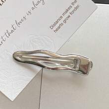 2 chiếc kẹp tóc kim loại màu bạc tối giản dành cho nữ, phụ kiện tóc dạng càng cua, kẹp tóc cài đầu, ghim cài tóc. - Bạc - Xem 4