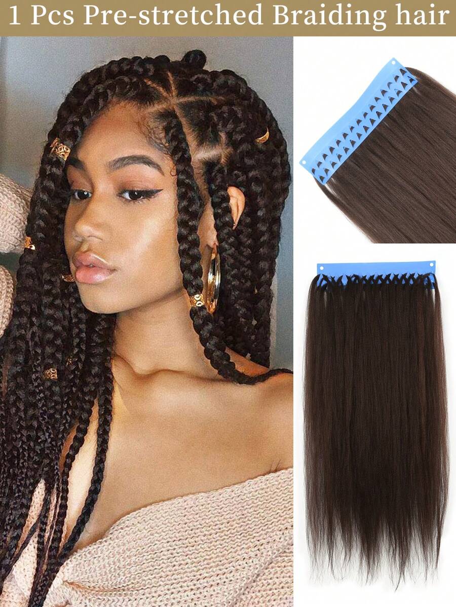 26 Inch 1 Packs Braiding Hair Pre Stretched Long Braid Dark Brown Ombre