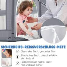 VA-Cerulean Baby Fence Barrier, 127x127x68cm / 150x180x68cm / 180x200x68cm, Playpen Baby Playpen With Breathable Net Ball Pit - Grey - 127x127x68cm - View 4