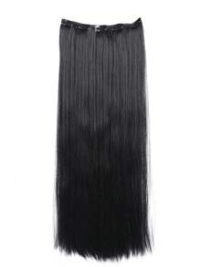 20inch 24inch 28inch Synthetic Long Straight Clip In Hair Extensions Wig Straight Black Hairpiece For Women Increase Hair Volume Heat Resistant Fiber