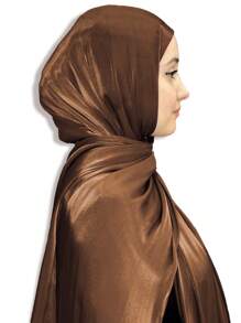 1pc Sparkling Metallic Women Hijab Minimalist Shawl Scarf Solid Color Scarf Women Wrap Accessories Women Abaya Accessories Veiled Clothes