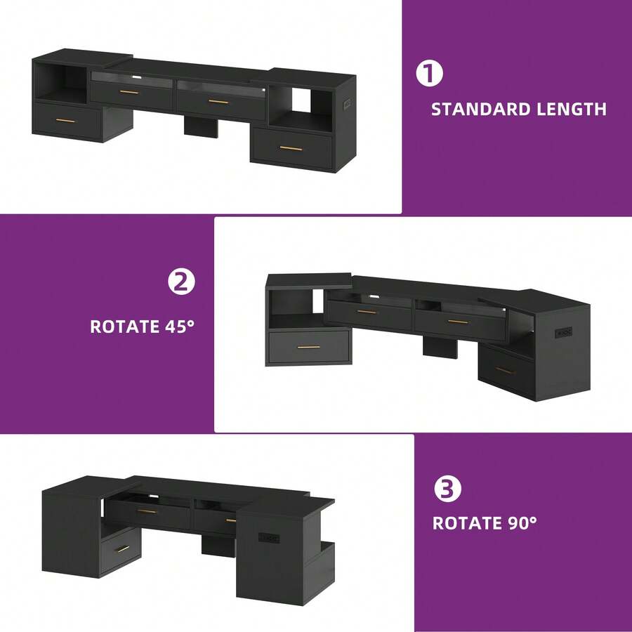 Sturdum LED Gaming Entertainment Center With Power Outlets Large TV