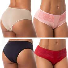 PROMOTION Kit 10 Comfort Panties Lace Side Waist High Lining Cotton Agnes - Nhiều màu - Xem 2
