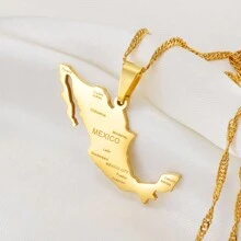 1 Pc Mexico Map With Cities Pendant Necklace For Women Girls Mexican Maps Jewelry - Multicolor - View 2