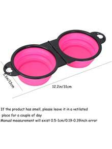 Bộ bát đôi cho chó có thể gập lại, thức ăn cho vật nuôi di động và bát đựng nước cho ngoài trời - Nhiều màu - Xem 2