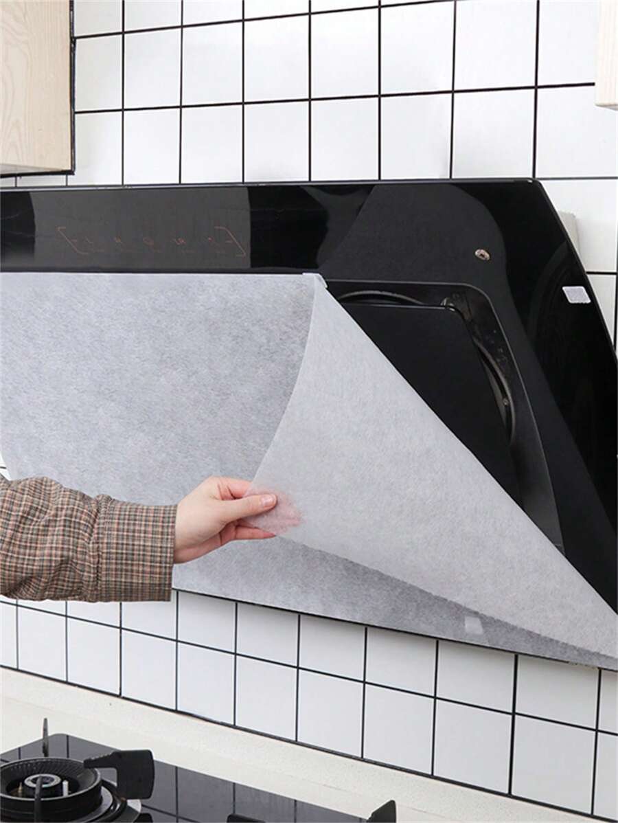 1roll Kitchen Reusable Anti-Oil Fume Extractor Filter Paper, Non-Woven Fabric Oil Fume Filtering Membrane - White - View 1
