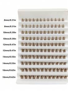 Asiteo DIY Brown Lashes 120pcs Soft Fluffy And Wispy False Eyelashes Natural Long Faux Mink Lashes Reusable Makeup Extension - D - View 5
