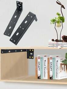 Floating Bracket Hanger Invisible Hanging Clamp For Heavy Duty Cabinet, Bathroom, Narrow Shelf Support - A Pack Of 2 - View 1