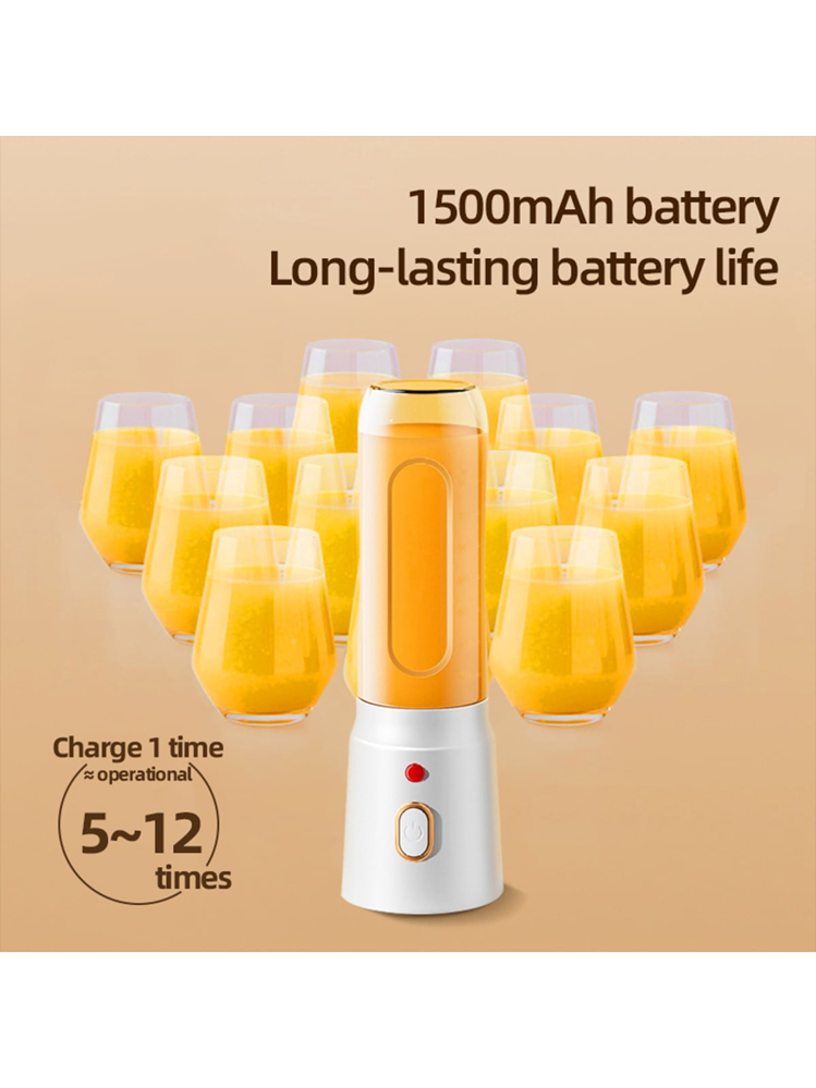 1 عصارة كهربائية محمولة لا سلكية سعة 450 مل، شكسبي...