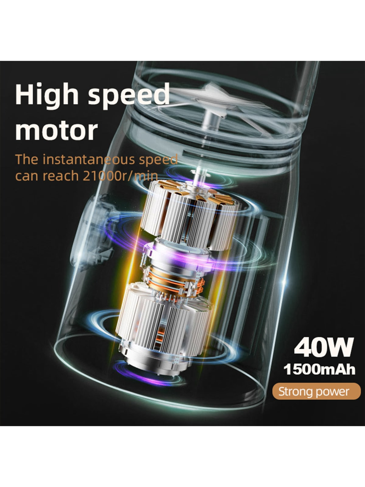 1 عصارة كهربائية محمولة لا سلكية سعة 450 مل، شكسبي...