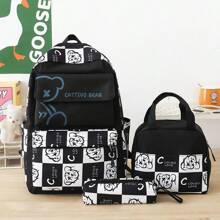 3pcs/Set Large Capacity Backpack Set, Women Multi-Function Bookbag, Clothing Organizer Bag, Daily Travel Luggage - Pink - View 4