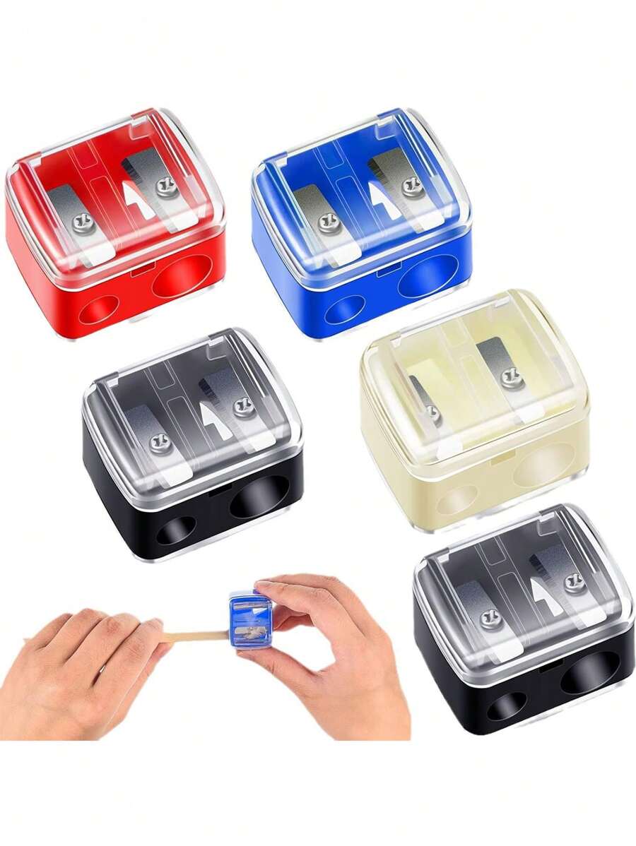 Temperamatite a doppio foro, disponibile in 4 colori, adatto per matite per eyeliner, matite per sopracciglia e penne cosmetiche, temperamatite portatile multifunzione, accessori per il trucco, economico, decorazione per la stanza, vanità, viaggio, camera da letto, accessori per il trucco, economico, riempimento calze natalizie, strumenti per il trucco, roba economica, regali, regali per donne, regali di Natale