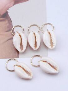 CECILLIA 波西米亚贝壳发圈编发圈套装脏辫发圈发夹金色编发圈编发夹发圈装饰发饰脏辫发饰女士女孩（金色贝壳），金色头饰，学习用品 - 彩色 - 查看 2