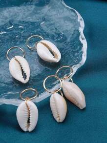 CECILLIA 波西米亚贝壳发圈编发圈套装脏辫发圈发夹金色编发圈编发夹发圈装饰发饰脏辫发饰女士女孩（金色贝壳），金色头饰，学习用品 - 彩色 - 查看 3