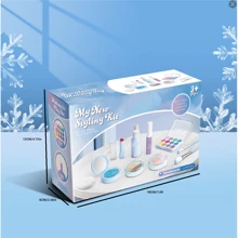 Kids Pretend Makeup Play Set - Girls Roleplay Cosmetics , Eyeshadow, Hair Brush & Accessories DIY Toy