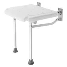 YUNRUX Folding Shower Seat For Wall Mounting, Bath Chair Shower Stool Folding Shower Seat For The Elderly, Pregnant Women, Disabled People Maximum Load 100 Kg, Foldable With Support Feet - 白色 - 查看 2