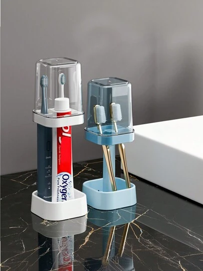 حامل فرشاة الأسنان مع كوب الغرغرة، رف تخزين فرشاة أسنان للأزواج، منظم تخزين فرشاة الأسنان، رف فرشاة أسنان ذو تصميم بسيط ومجموعة حمام، إكسسوارات الحمام، مستلزمات الحمام، حامل فرشاة الأسنان