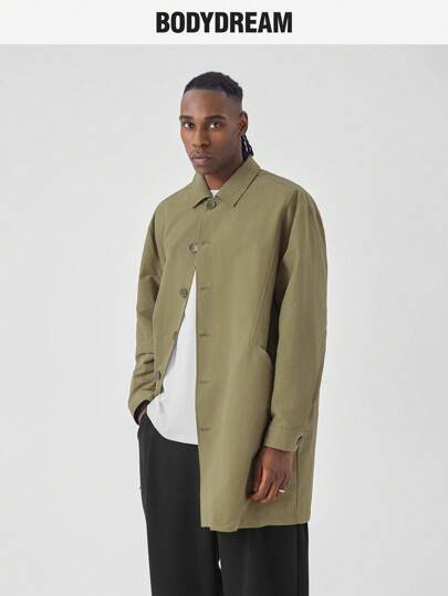 BODYDREAM BODYDREAM Herren Trenchcoat in Knielanglänge, locker geschnitten, lässig, mit klassischem Kragen und einreihiger Knopfleiste