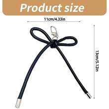 2pcs PU Leather Rope Bow Keychain Lanyard, Phone Strap, Suitable For Decoration On Backpack, Camera, And Other Items - Black+Pink - View 2