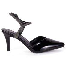 Women's Scarpin Rhinestones Varnish Thin Heel 7.5cm Heel Pointed Toe Comfortable Non-Slip Fashion Luxury - màu đen - Xem 3