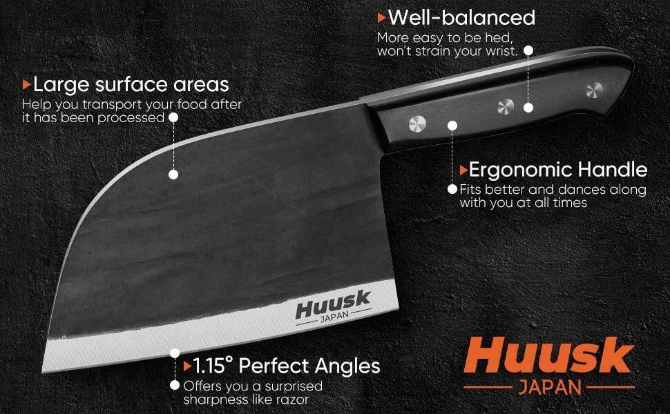 Huusk Serbian Chef Knife Japanese Knives Meat Cleaver Chopping Knife