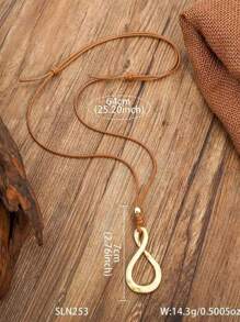 Hegaze 1 件奢华简约 8 字形吊坠项链 - 棕色 - 查看 2