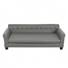 BingoPaw Large Elevated Dog Sofa Bed Microfiber Leather Couch Pet Sleep Joint Support Sleeping Chair - Grey - View 8