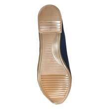 Flats Para Dama Balerina de Piel Sintetica Liso Zapatos de Varios Colores - Azul Marino - Ver 8