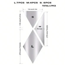 17/32/58片装亚克力墙镜，镶嵌水钻，3D自粘墙贴，反光亚克力背景，家居装饰，拉伸空间效果，经典风格，适用于客厅墙面，生日、毕业、家居装饰、返校、学习用品的最佳礼物 - 1mm - 查看 3