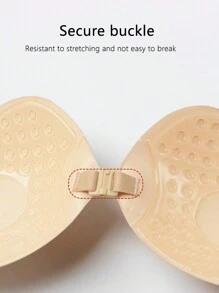 杏色无肩带粘合硅胶胸罩隐形聚拢文胸花瓣胸罩适合露背连衣裙和低胸领口 - 杏色 - 查看 6