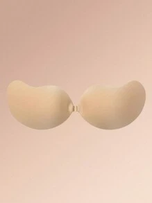 杏色无肩带粘合硅胶胸罩隐形聚拢文胸花瓣胸罩适合露背连衣裙和低胸领口 - 杏色 - 查看 2