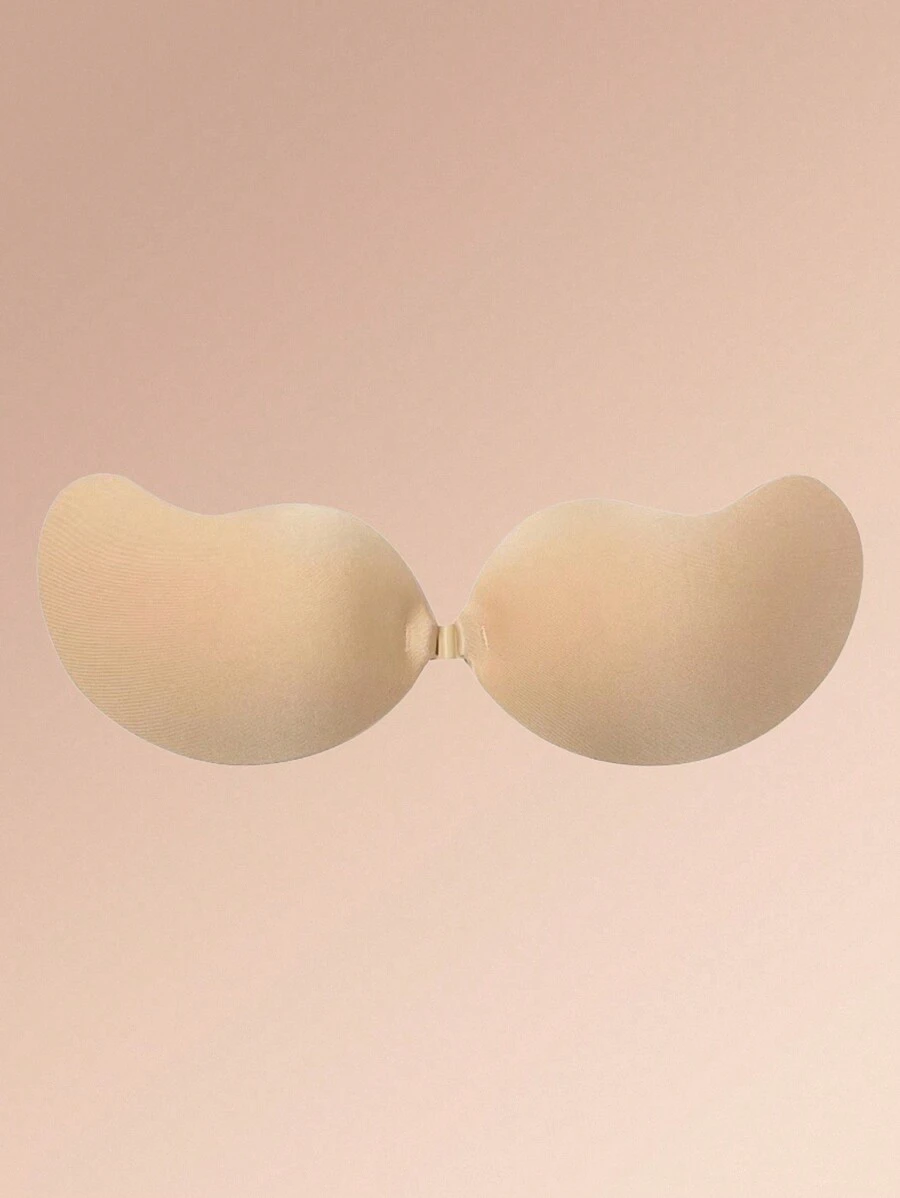 杏色无肩带粘合硅胶胸罩隐形聚拢文胸花瓣胸罩适合露背连衣裙和低胸领口
