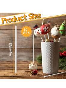 10 件白色棒棒糖棒、糖果棒、纸杯蛋糕衬垫、自制糖果、巧克力、甜点（直径 3.5 毫米），适用于新年派对、圣诞节、万圣节糖果装饰、生日派对甜点桌装饰 - 彩色 - 查看 3