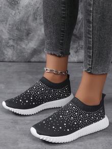 3D 印花时尚大码女式休闲运动鞋 - 黑色 - 查看 4