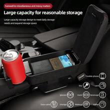 Car Center Console Armrest Box With Cup Holder, PU Leather Car Seat Gap Filler Storage Box, Adjustable Height Car Armrest Extension Pad With Cup Holder, Universal Comfortable Elbow Rests Storage Box - Style 1 - View 2