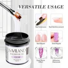 SAVILAND Builder Nail Gel Kit, 3Pcs 108g Large Capacity Clear & Light Pink & Milky White Hard Gel For Nails Set With Gel Nail Brush, Soak Off UV Nail Gel For Nail Extension And Repair For Salon - 彩色 - 查看 3
