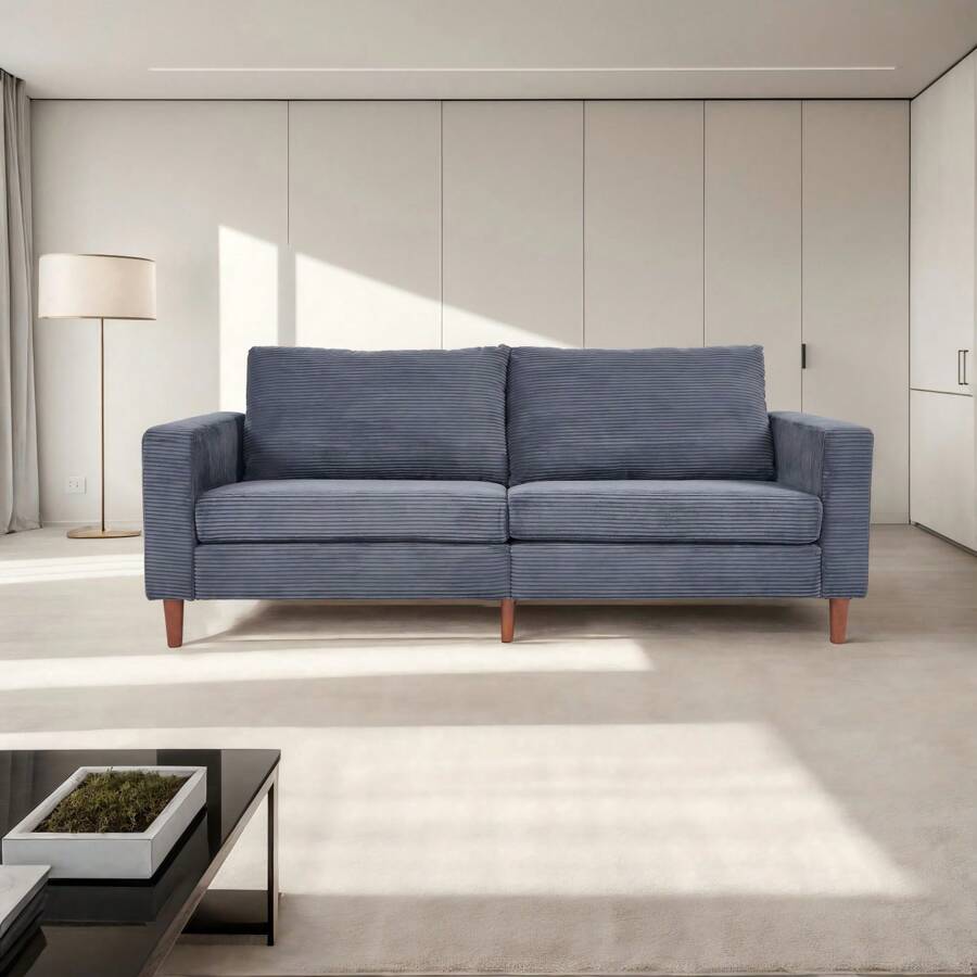 Corduroy, Modern Style Solid Color Sofa, Multi-Person Sofa, Suitable For Living Room And Office - 灰色 - 查看 1