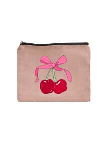 1/2 peças Bolsa de maquiagem estampada kawaii com padrão de morango cereja, bolsa de cosméticos portátil multiuso para viagens, bolsa de maquiagem bolsa de maquiagem bolsa de cuidados com a pele bolsa de higiene cubos de embalagem, organizador de banheiro de itens essenciais de viagem, organizador de joias, organizador de óleo labial, organizador de esmaltes bolsa de maquiagem armazenamento organizador de maquiagem estojo de maquiagem bolsas de maquiagem organizador de maquiagem armazenamento de maquiagem - Rosa - Ver 14