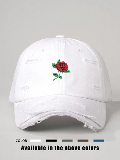 1 件刺绣玫瑰孔仿旧棒球帽，可调节户外太阳帽，适合春秋季旅行海滩度假，Y2K 风格，适合青年情人节