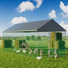 BingoPaw Extra Large Walk In Pet Cage And Chicken Run Galvanised Coop Rabbit Dog Pen Dog Kennel Enclosure Shelter - Black - View 1