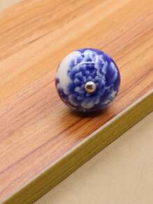 8 Stück/Set handbemalta Blumen Keramik Knöpfe, runde Einzelloch Schubladengriffe, Vintage Blau und Weiß Porzellan Design, geeignet für Möbel, Kleiderschränke, Schränke, inklusive Schrauben - Banane, Pfingstrose, Magnolie, Kamelie, Geldbaum, Glücksblume - Handgezeichneter Blumengriff - Übersicht 9