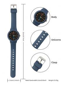 MINGRUI INS 防水 30 米石英儿童手表，配 PU 表带，适合学校、学生礼物 - 藏蓝色 - 查看 7