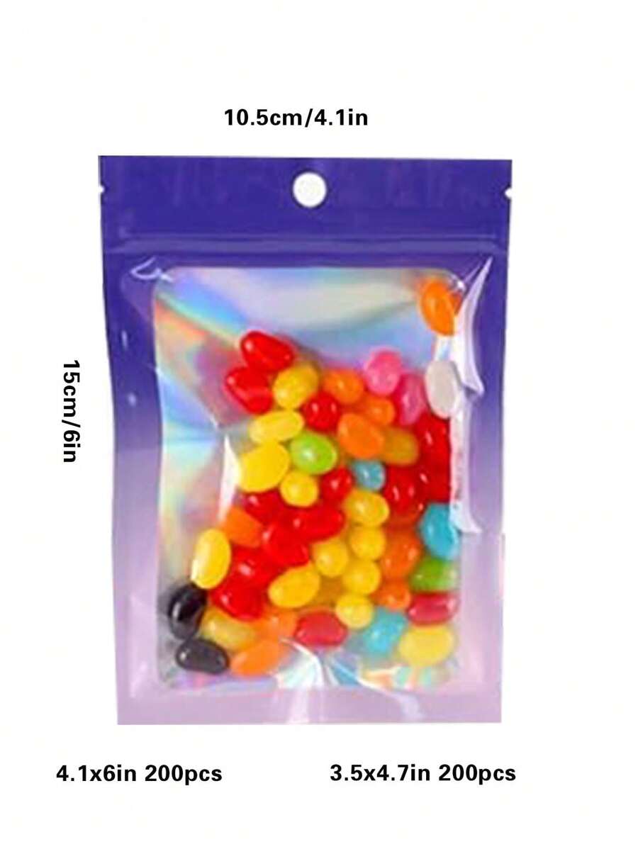 50 Pcs Smell Proof Resealable Mylar Zip Lock Bags, Holographic Bags