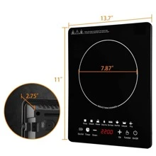 Electric Magnetic Induction Grill, Electric Induction Stove Touch Control, 2200W, Portable Induction Cooker With 8 Automatic Programs And Timer, Energy Saving - 黑色 - 查看 7