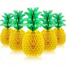 Decoraciones de centro de mesa con panal de piña - decoración colgante para fiesta hawaiana tropical de la selva - artesanía de papel de seda, colorida, fácil de ensamblar, decoración de temporada para otoño, primavera, verano e invierno - Multicolor - Ver 14