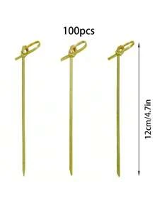 100 支夏威夷风格派对装饰牙签/竹签、绿叶牙签/竹签、仙人掌和水晶心形和水晶球形牙签/竹签、鸡尾酒会酒吧花式装饰签、蛋糕和零食水果签，适用于各种派对、圣诞节