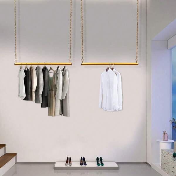 2Pcs Ceiling-Mounted Hanging Clothes Rack Garment Rod Iron Chain Outfit HolderCoat Hanger Back To School Travel Essentials Room Decor,Home Decor,Bedroom Decor Storage Organization And Storage Puppy Keep Dress Shorts Phone Case Bikini Summer Dresses For Women Skirt Summer Dress Dresses Nails Jeans Tops White Dress Dresses For Women