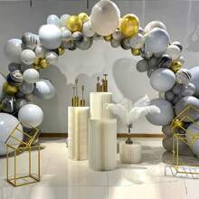 8.2FT Round Backdrop Stand With Thicken Tubes - Large Metal Circle Balloon Arch For Wedding, Birthday, Graduation And Shower Decoration - Stable And Upgrade Wedding Arch Frame With Base - 8.2 英尺背景支架 - 查看 5